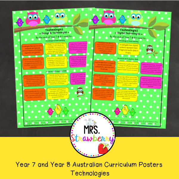 Year 7 And Year 8 Australian Curriculum Posters – Technologies - Mrs ...