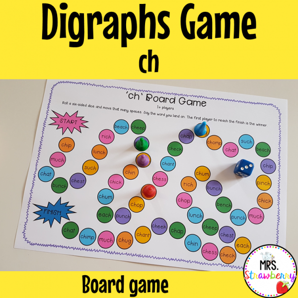 Digraphs: ch Board Game - Mrs. Strawberry Fun 'ch' practice game