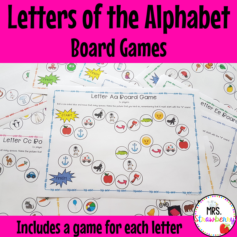 Alphabet Board Games - Mrs. Strawberry - Alphabet Review