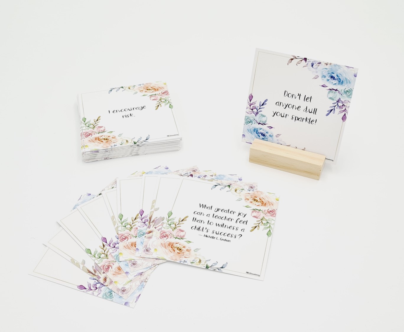 Teacher Affirmation Cards - Floral Set - Mrs. Strawberry