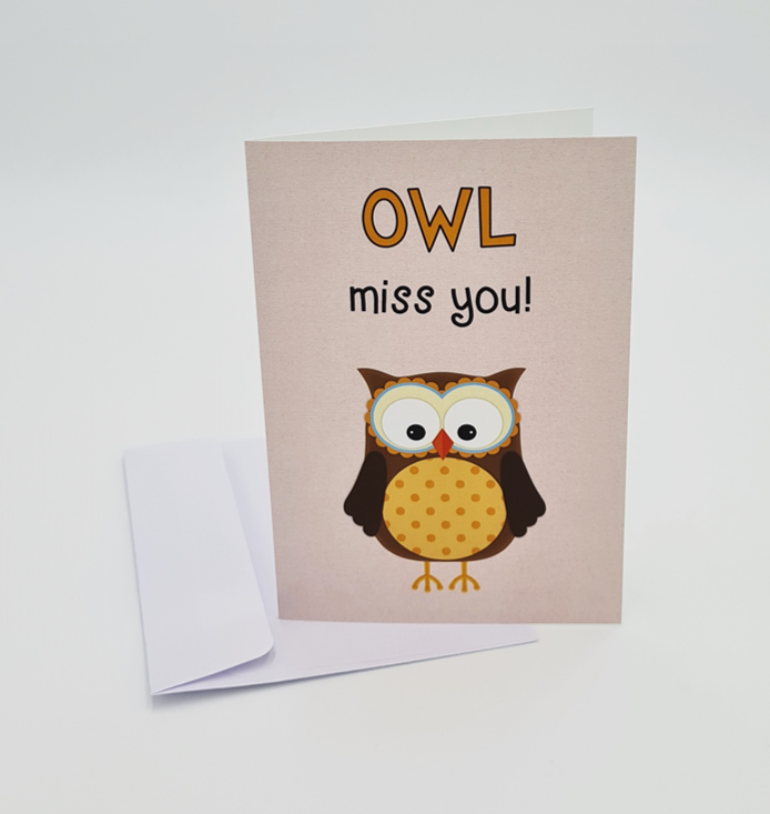 Student End of Year Card: Owl Miss You - Mrs. Strawberry