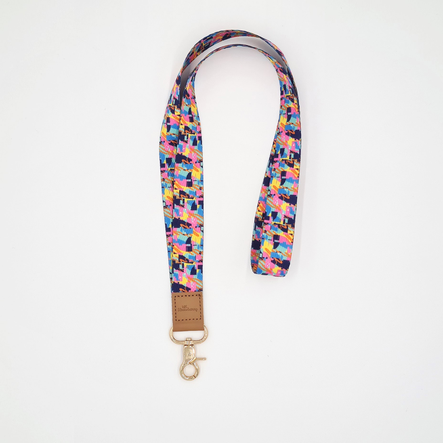 Abstract Fabric Lanyard - Mrs. Strawberry